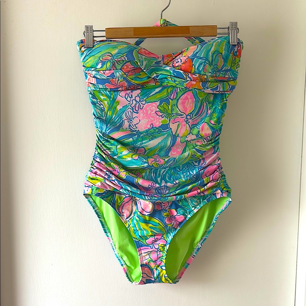 Strapless Floral One-Piece Swimsuit in Multicolor